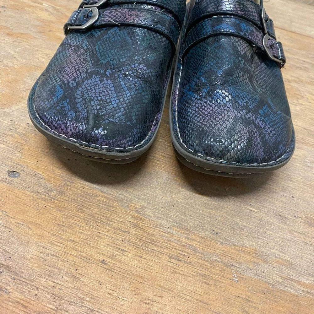 Alegria Rainbow Clog Shoes Leather Snakeskin Multicolor Loafer Sz EU 40 / US 9 - Picture 8 of 11